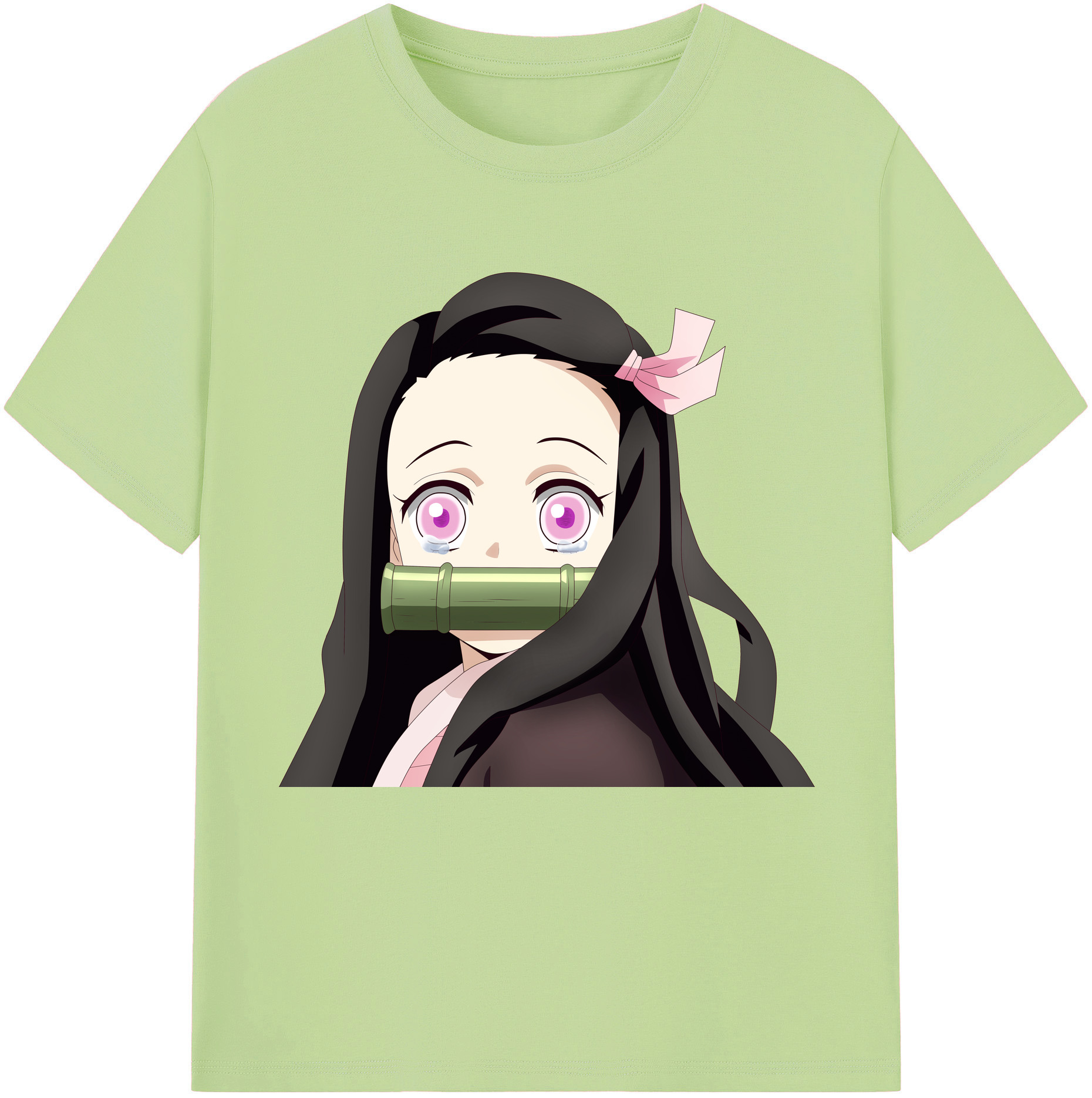 （画像用） 鬼滅の刃（きめつのやいば）竈門 禰󠄀豆子／かまど ねずこ Kamado Nezuko 綿100％半袖Tシャツ（フロントプリント）